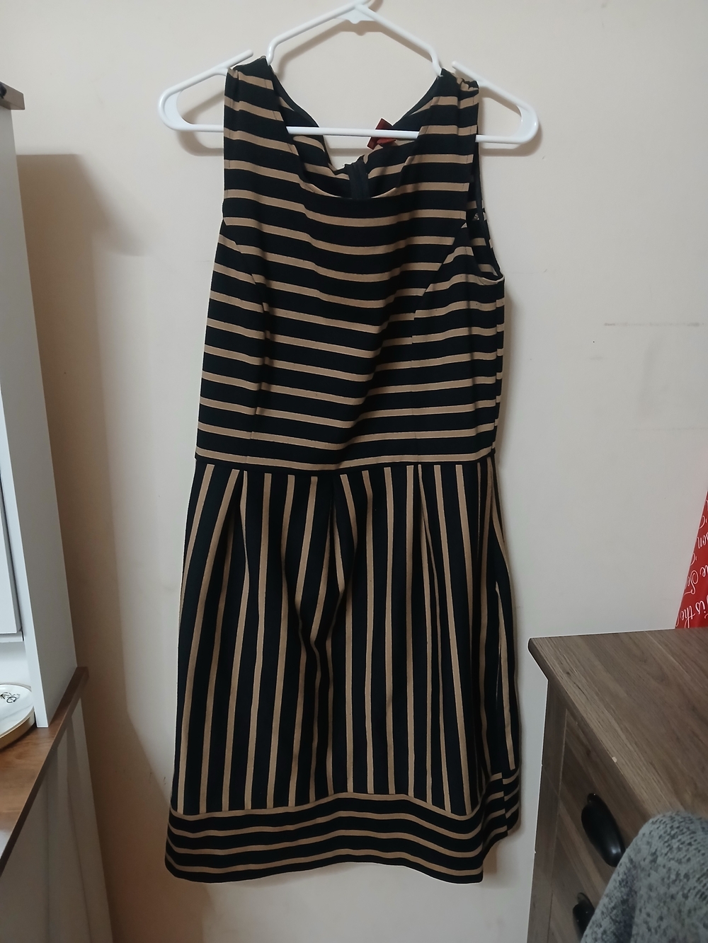Merona Black and Tan Striped Sleeveless Dress